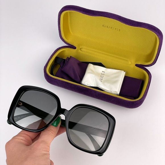 Gucci Accessories - GUCCI Sunglasses GG0714SA 001 Black Green Red Square Women
